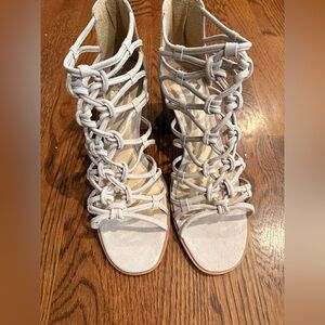 Vince Camuto Nude Tipsy Taupe Strappy Women Sandals Block Heel -Karika sz 12 New